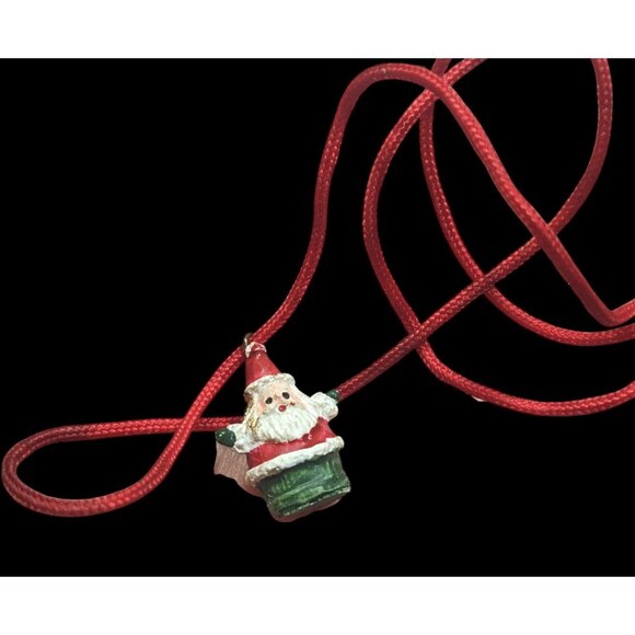 Dainty Christmas Themed Santa Pendant Necklace - Picture 3 of 6